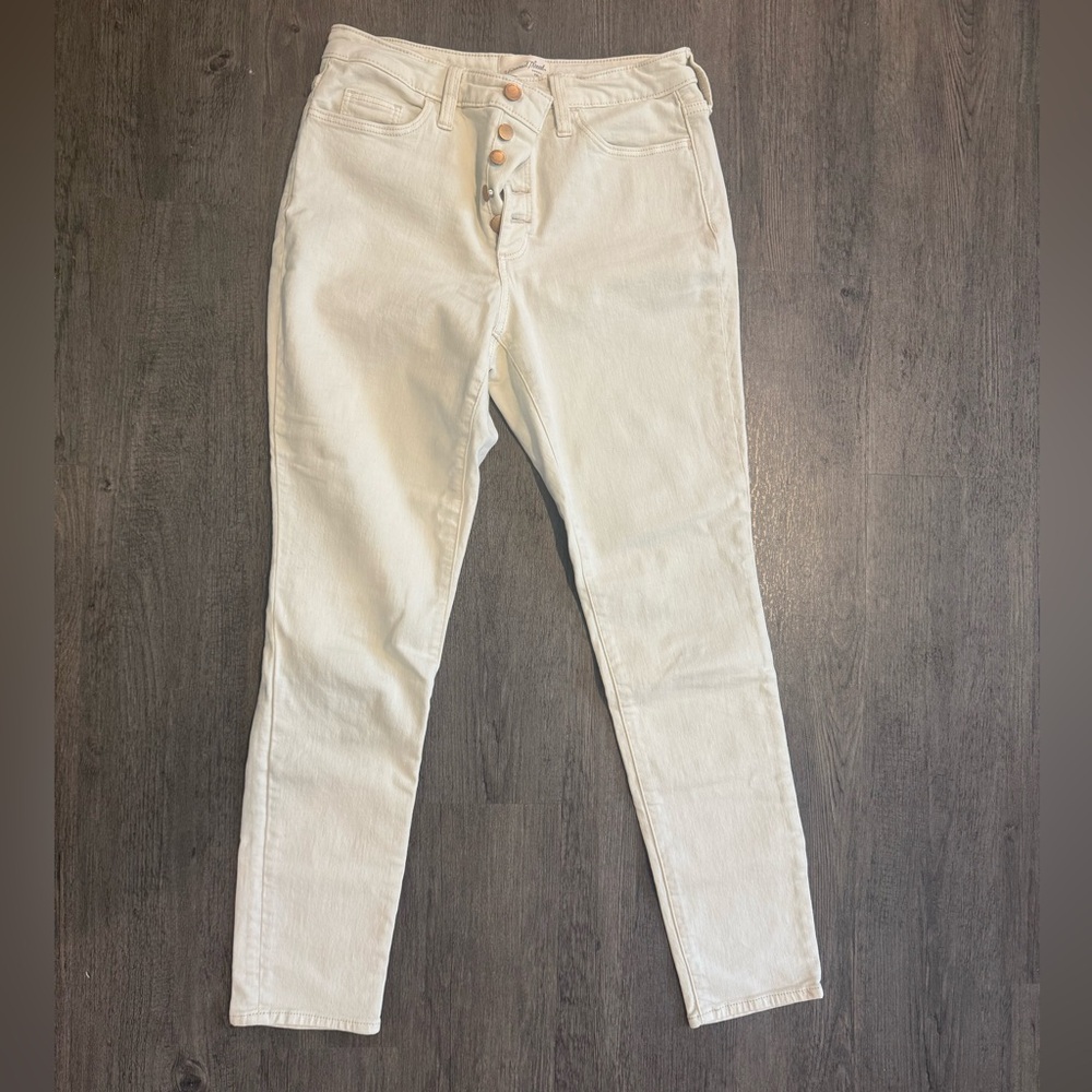 Women's Cream High-Waisted Button Fly Jeans size 6R